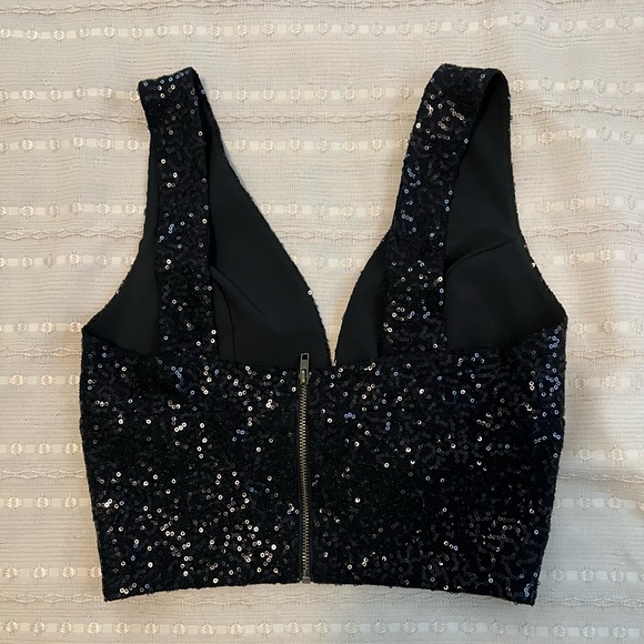 AQUA WOMENS SEQUINED TANK CROP TOP - Picture 4 of 9